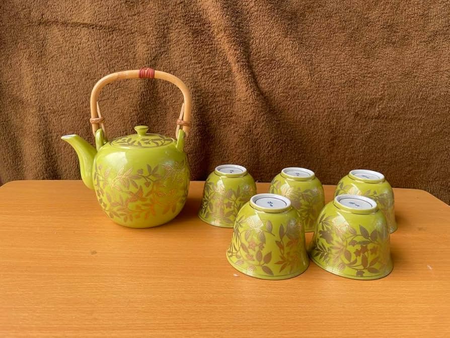 2261 平安橘吉　黄交趾　茶器セット　急須1客　湯呑5客 2261 平安橘吉 黄交趾 茶器セット 急須1客 湯呑5客 たち吉 黄